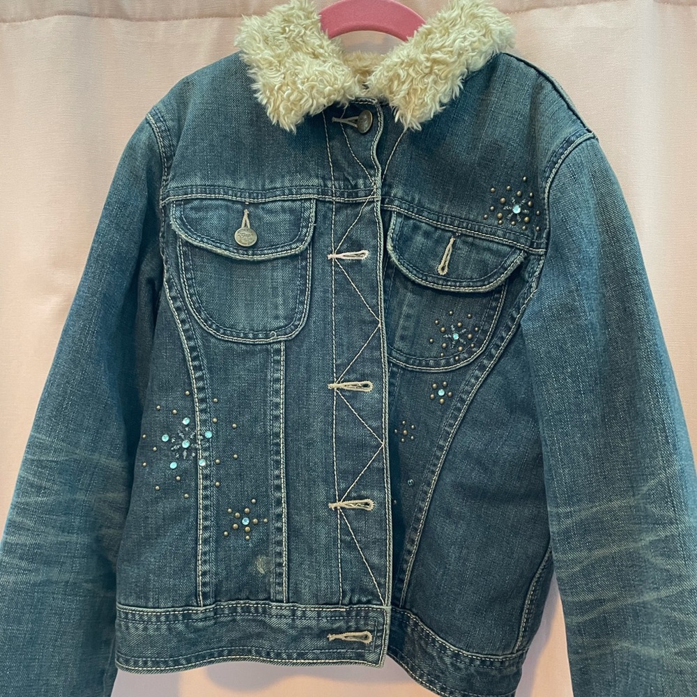 GAP Kid faux fur lined denim jacket.